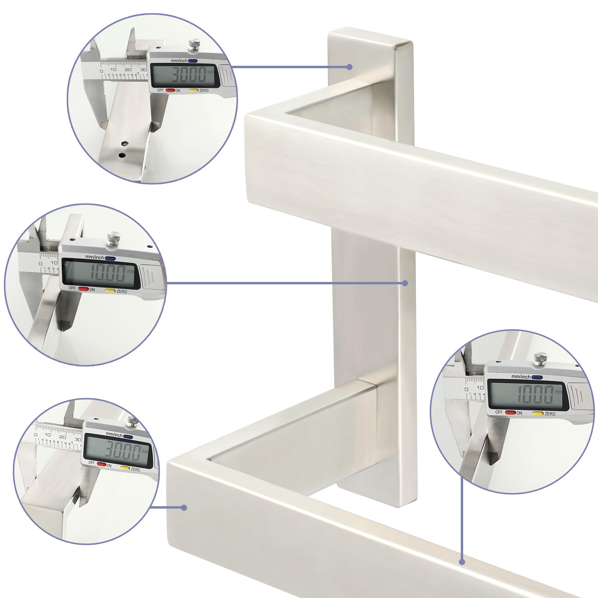 SAYAYO Robuste Porte Serviette Lourd Mural à 2 Niveaux en 304 Acier Inoxydable, Barre de 10mm D’épaisseur Anti-Flexion, Support Porte-Serviettes Antirouille pour Salle de Bain, 70CM Brossé