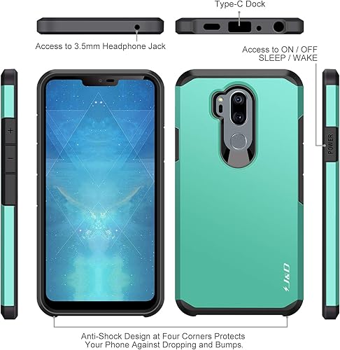 Miniatura 2 de J&D Funda compatible con LG G7 ThinQ, funda LG G7, resistente de doble capa híbrida a prueba de golpes, funda protectora resistente para LG G7