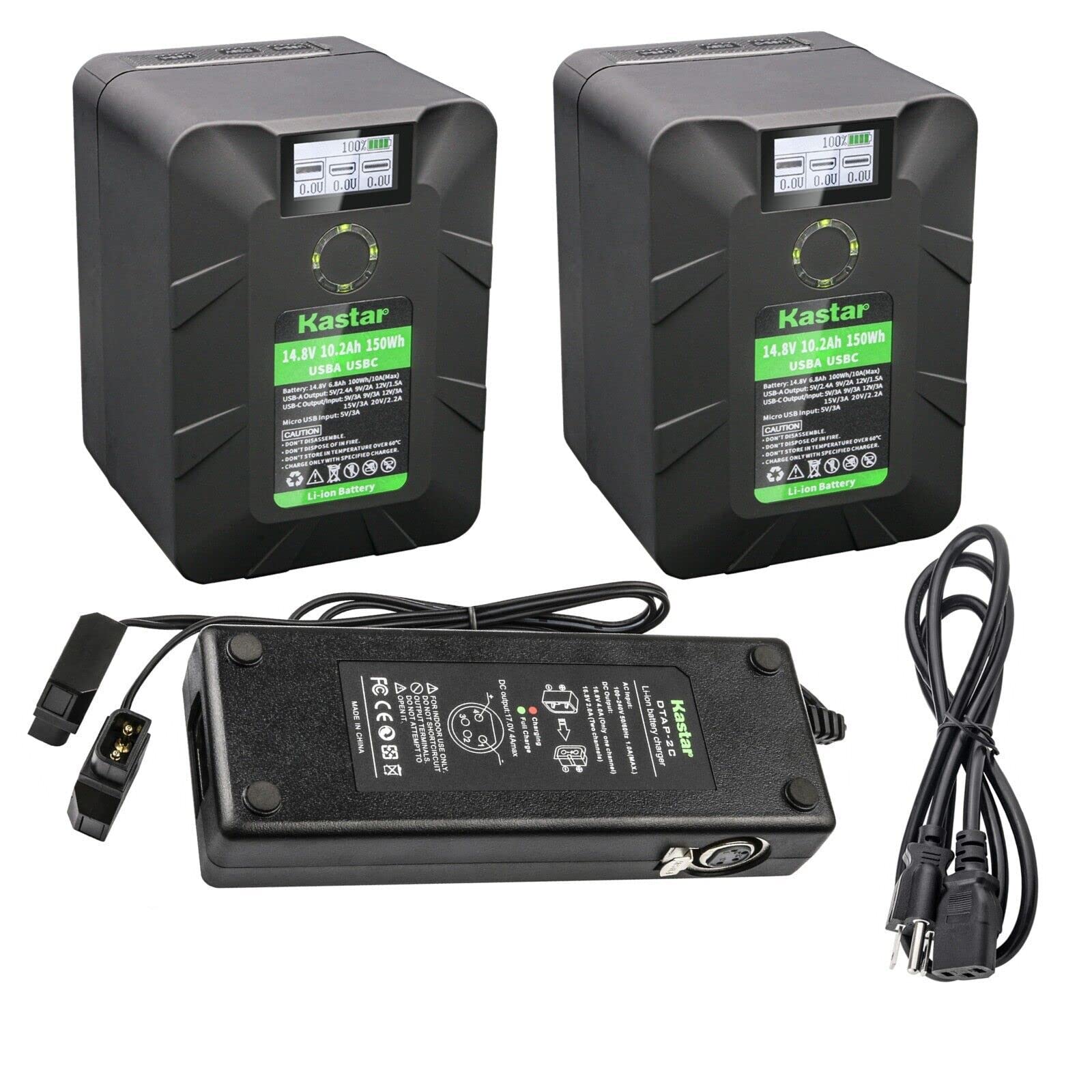 Kastar 2-Pack BP-Y150W V Mount Battery and Dual D-Tap Charger Compatible with Sony PVM-740 PVM-8040 / PVM-8040 PVM-8042Q / PVM-8042Q PVM-8045Q / PVM-8045Q PVM-9040ME / PVM-9040ME PVM-9042QM