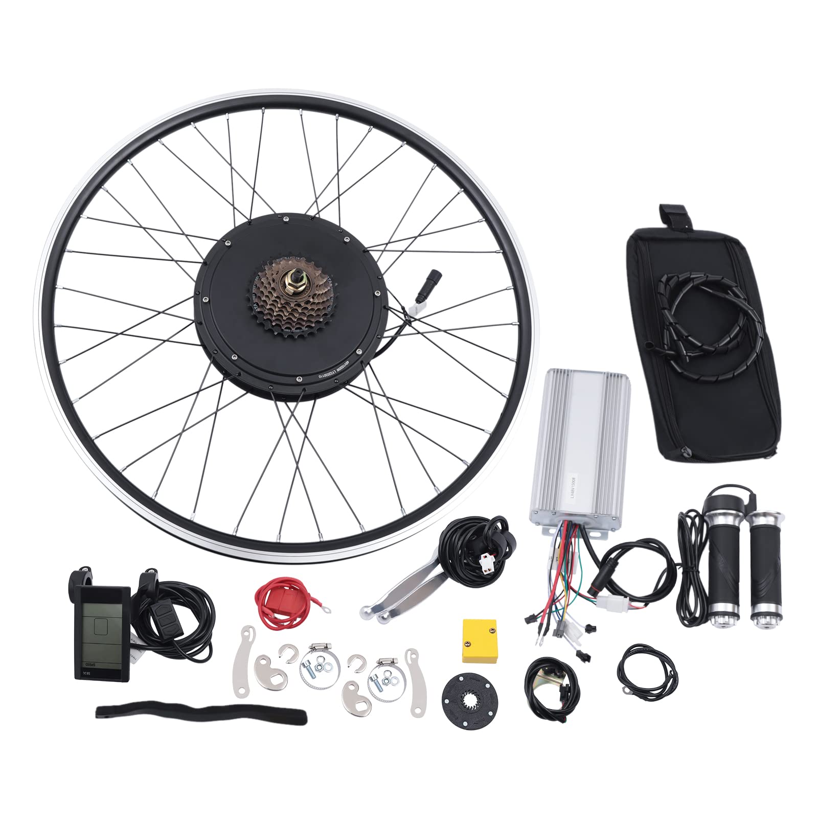 700C 48V 1500W Electric Bike Conversion Kit Rear Wheel Electric Bicycle Motor Kit with LCD Display, E-Bike Rear Wheel Hub Motor Conversion Kit for Electric Bike with 700 * 32-42c/28 * 1 3/8inch Tire