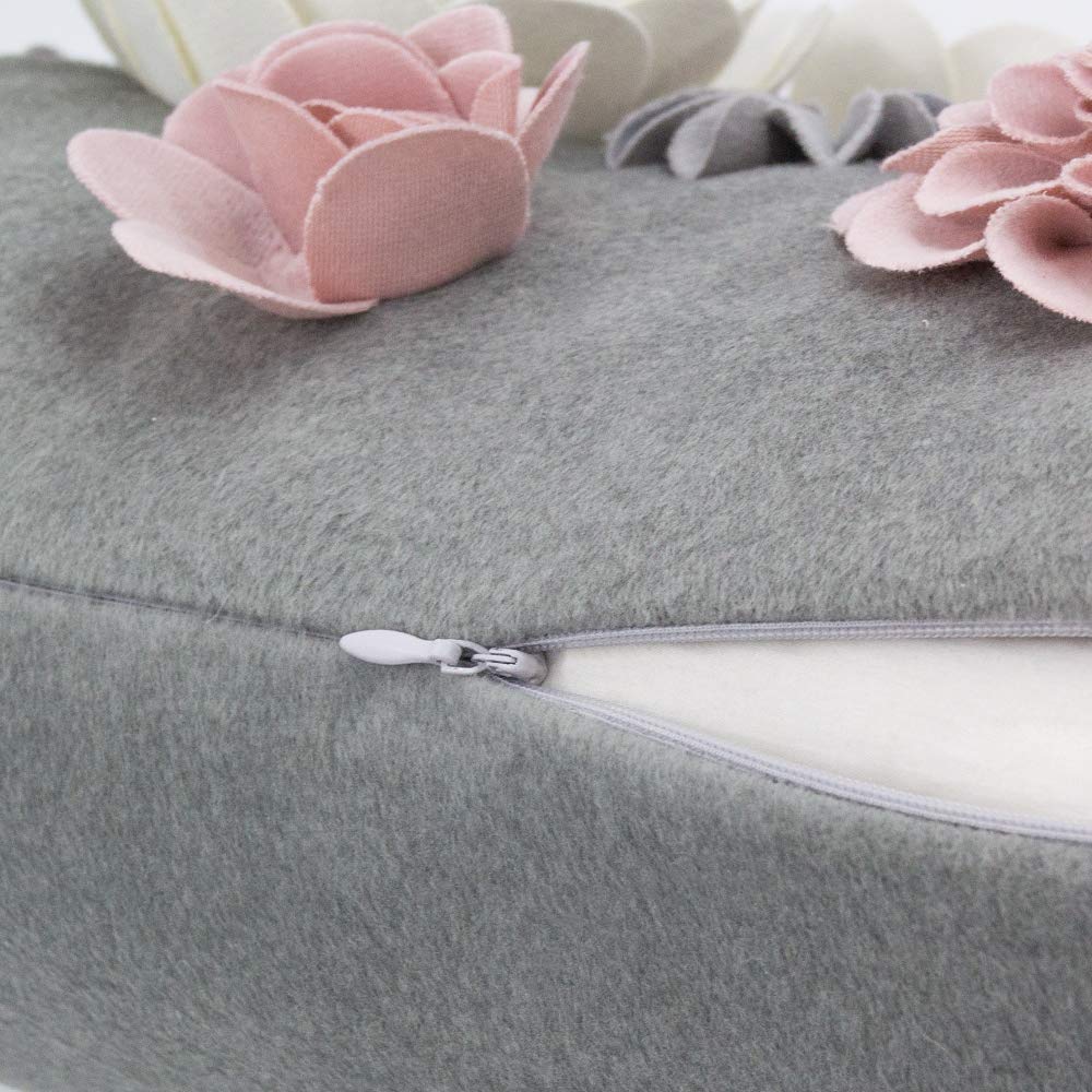 KINGROSE 3D Blumen-Kissenbezug 30,5x50,8 Cm – Handgefertigter Samtbezug Mit Verstecktem Reißverschluss