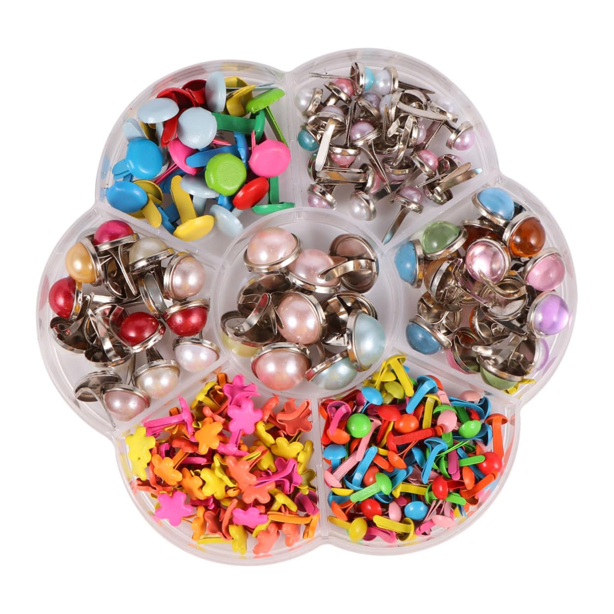 DIYEAH DIY Craft Brad Pins Brad Fastener Craft Mixed Metal Mushroom Nails 6-12mm for Boys and Girls