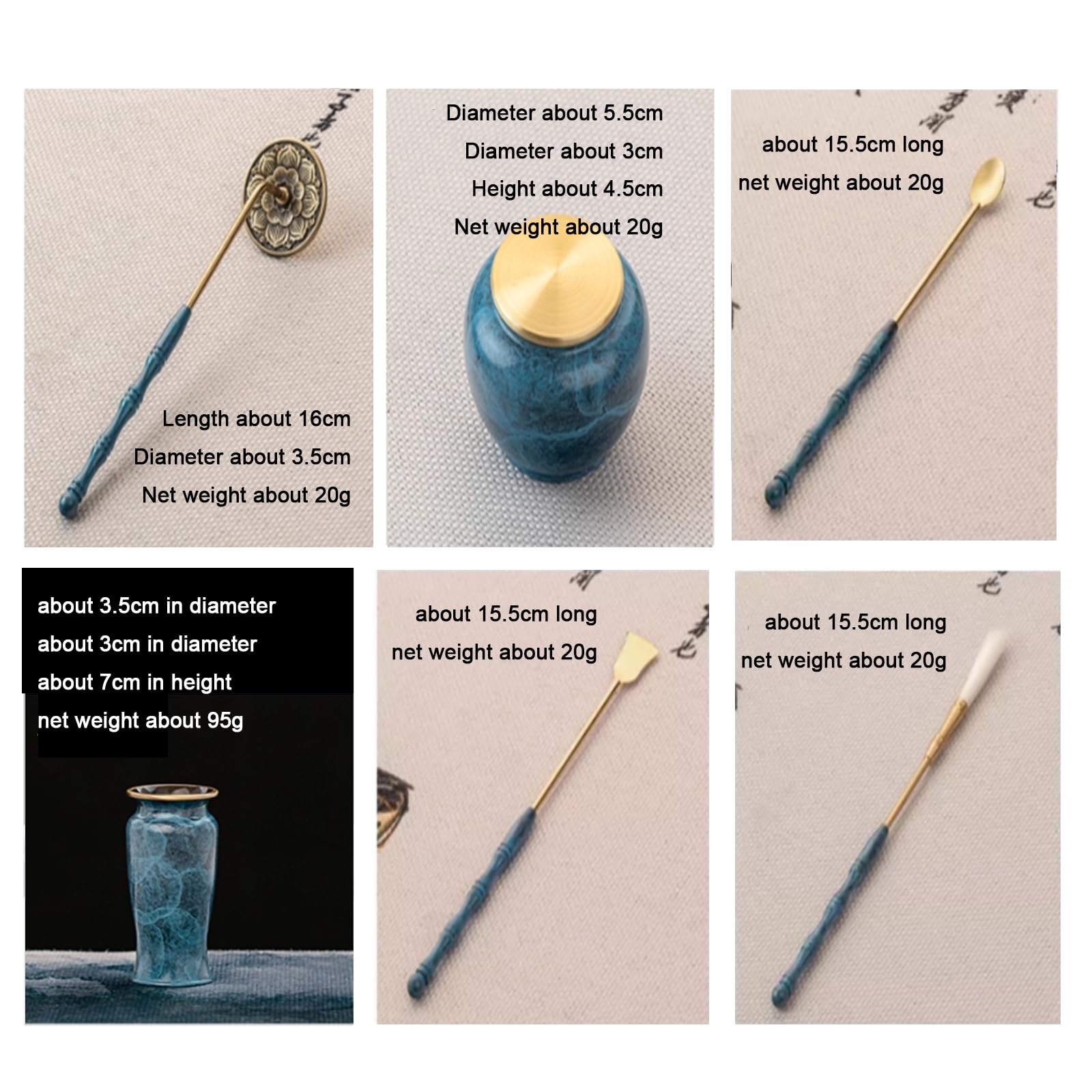 Kit Brucia Incenso Cinese, Strumento per Sigillare L'incenso in Rame Puro, Set di Agarwood/Sandalo, per Meditazione, Casa, Regalo di Rilassamento Spirituale Premium
