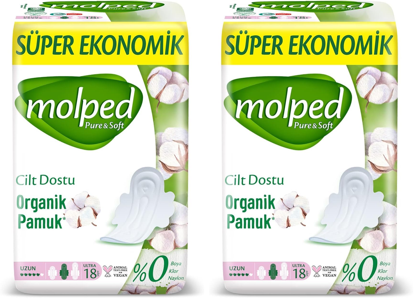 Molped Pure Soft Süper Ekonomi Uzun 18'li 2li paket