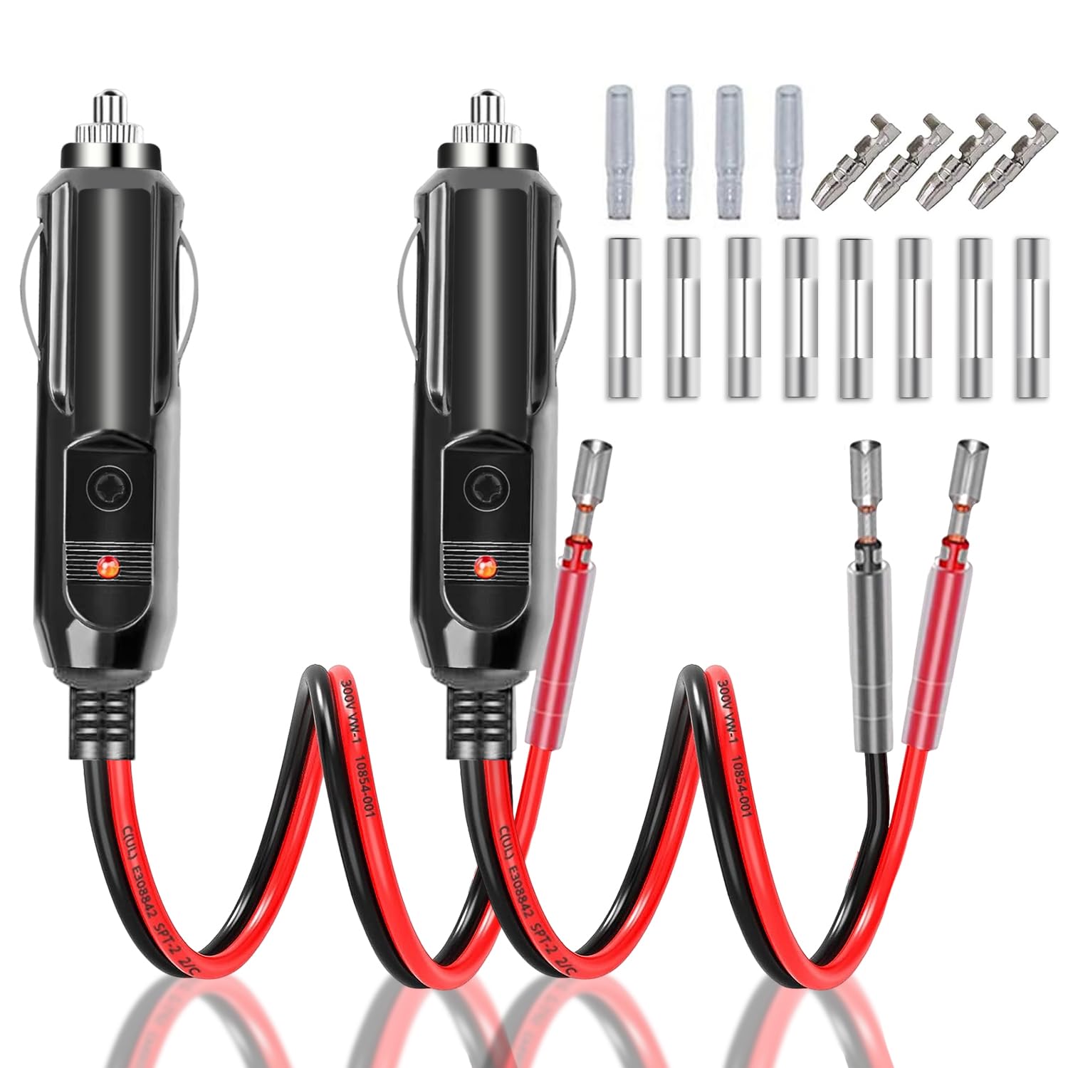 GUNGY Spinotto Accendisigari Auto con Interruttore 12V/24V Presa Accendisigari Cavo Prolunga 1M 14AWG Spina Accendisigari Maschio con Fusibile 15 A per Auto SUV Camper