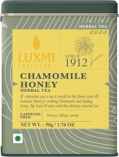 Luxmi Estates - Chamomile Honey Herbal Tea - 50g (25 Cups) | Certified Organic Tea | Caffeine-Free