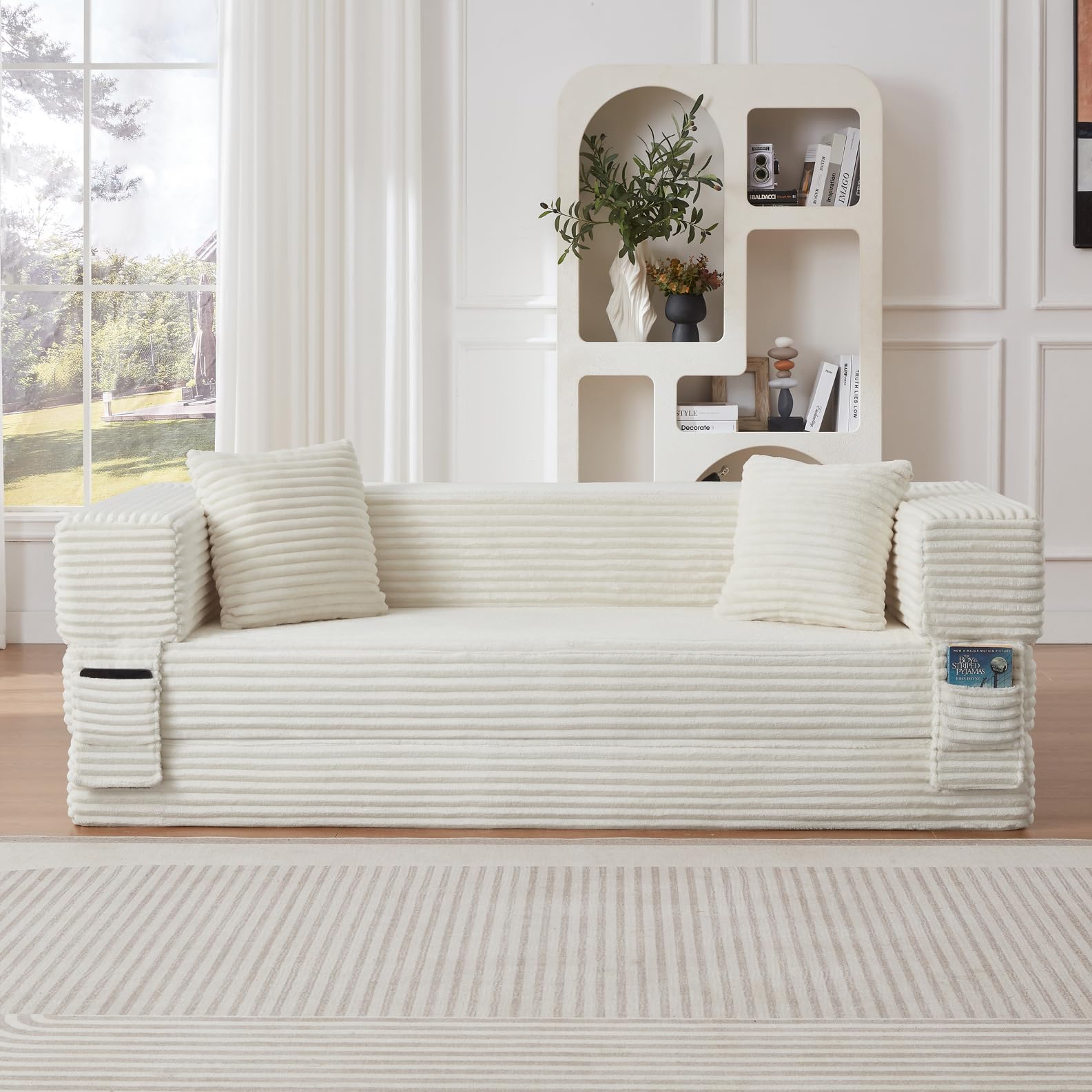Sofa do spania Cord, składana sofa podłogowa, sofa dwuosobowa, 200 szer. x