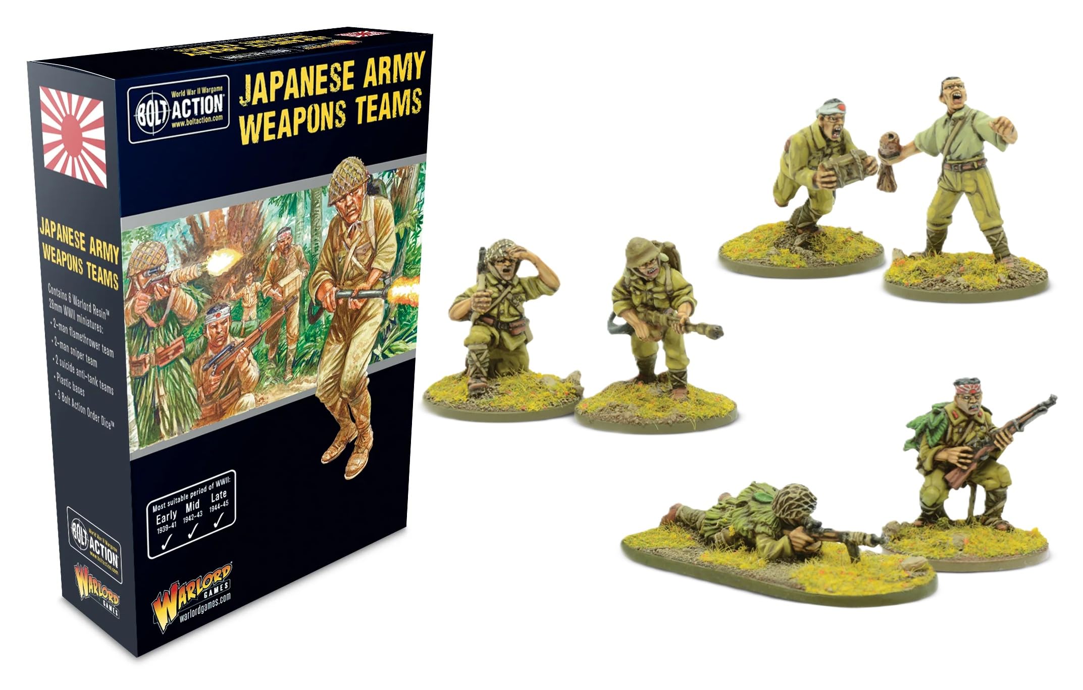 Warlord Games Japanese Army Weapons Teams - 28mm Scale Warlord Resin Miniatures for Bolt Action Highly Detailed World War 2 Miniatures for Table-top Wargaming
