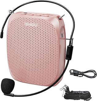SHIDU Voice Amplifier Teachers,Megaphone Speaker Portable PA System with Microphone Headset(Work of 12hours) Supports MP3 Format Audio for Tour Guides Coaches Yoga Fitness Instructors