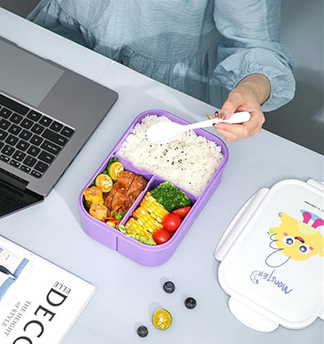 Miniatura 4 de Lonchera Bento para adultos con 3 compartimentos, lonchera para niños, caja bento, ideal para lonchera a prueba de fugas, caja Bento sin BPA para