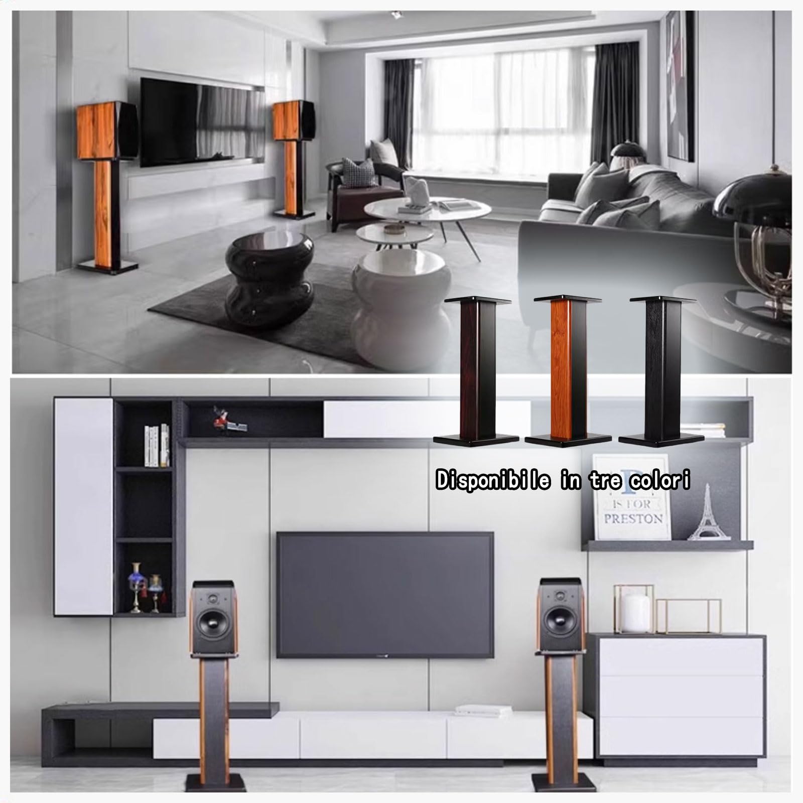 Supporti Universali per Diffusori in Legno Supporti Universali da Pavimento per Diffusori Satellite E Diffusori da Scaffale Supporti per Diffusori 1 Coppia per Sistema Audio Surround, Home Cinema