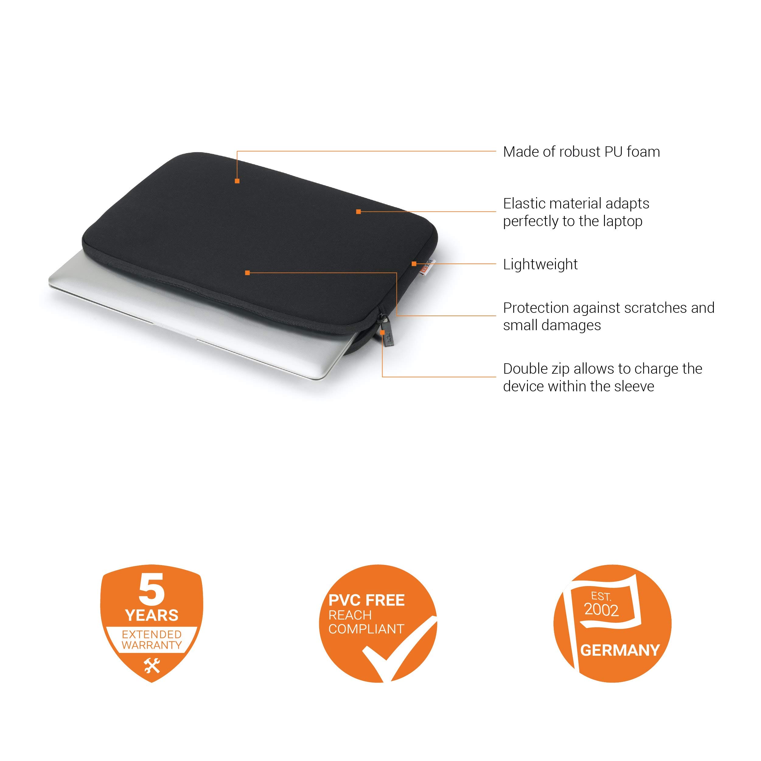 Laptop Sleeve 13-13.3" - Etui na notebooka wykonane z wytrzymałej pianki PU zapewniającej niezawodną ochronę, czarne
