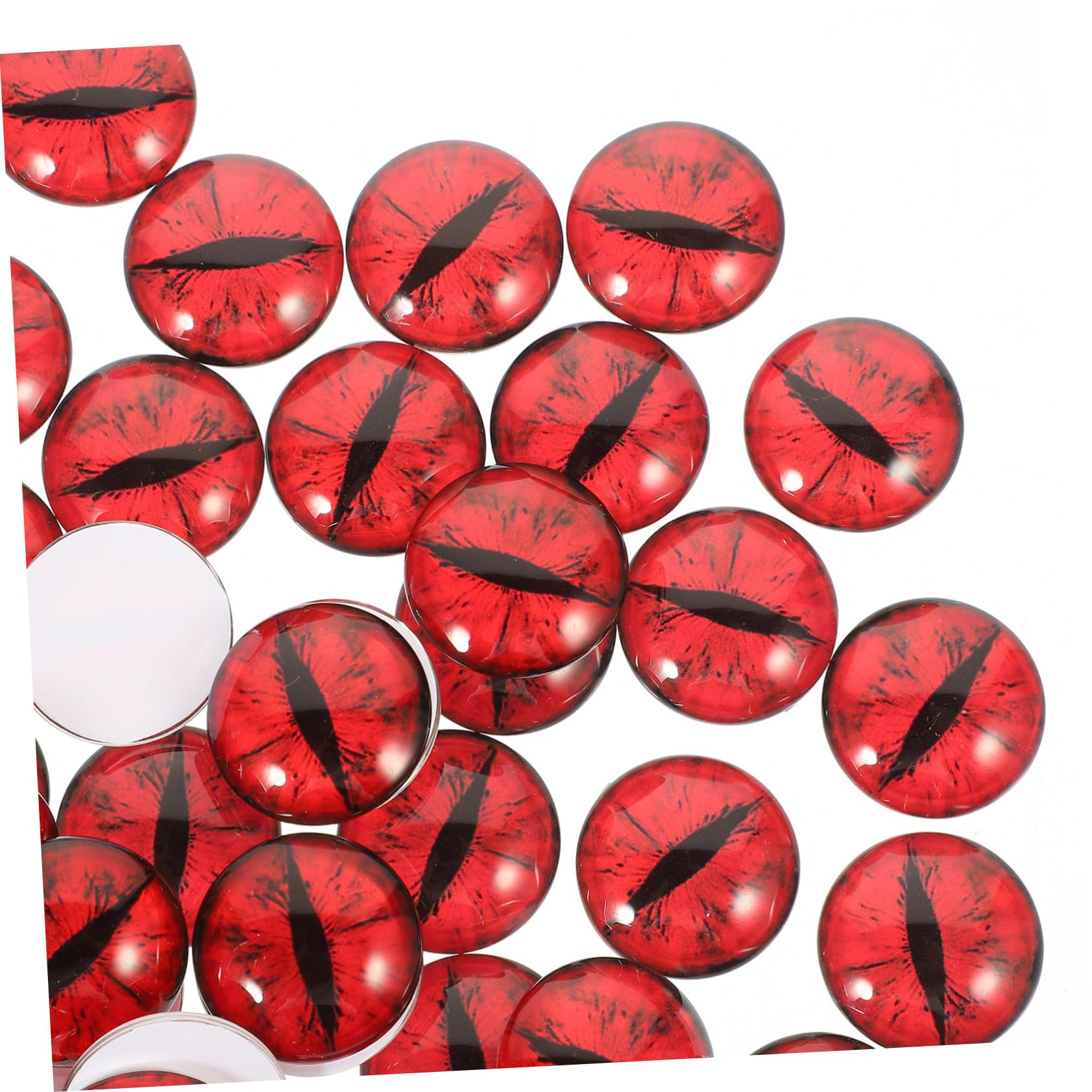 Occhi di Vetro Rotondi 25mm 100 Pezzi per Lavoretti DIY | Rosso, Alta Trasparenza, Effetto Realistico, per Handmade e Decorazione di Bambole
