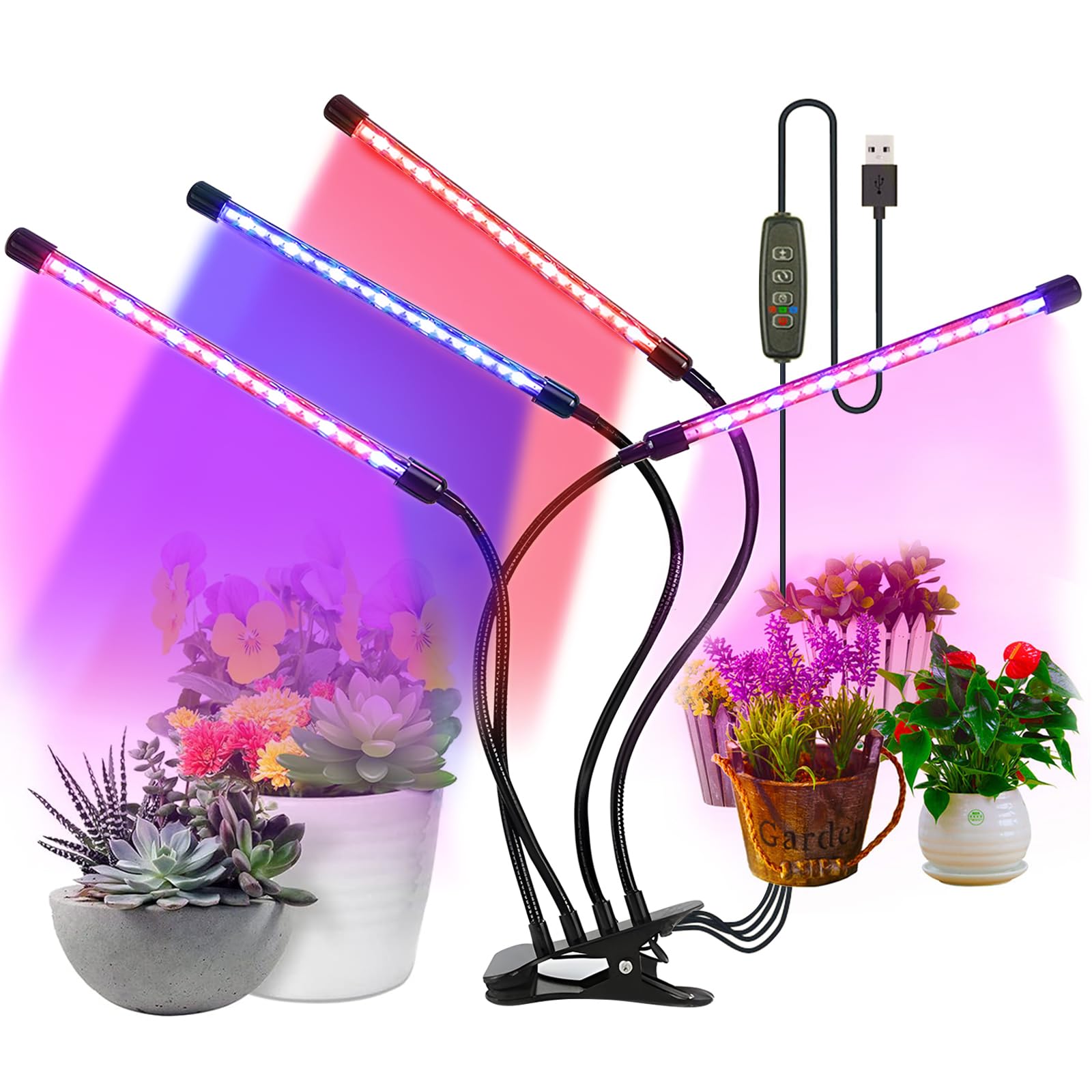 Gebiuhoo Pflanzenlampe 80 LEDS Vollspektrum Grow Lampe Dimmable mit 10  Dimmstufen 3/9/12H Timer 360Verstellbar UV Lampe Pflanzen frdert Gesundes  Pflanzenwachstum 1 Stck : Amazon.de: Beleuchtung