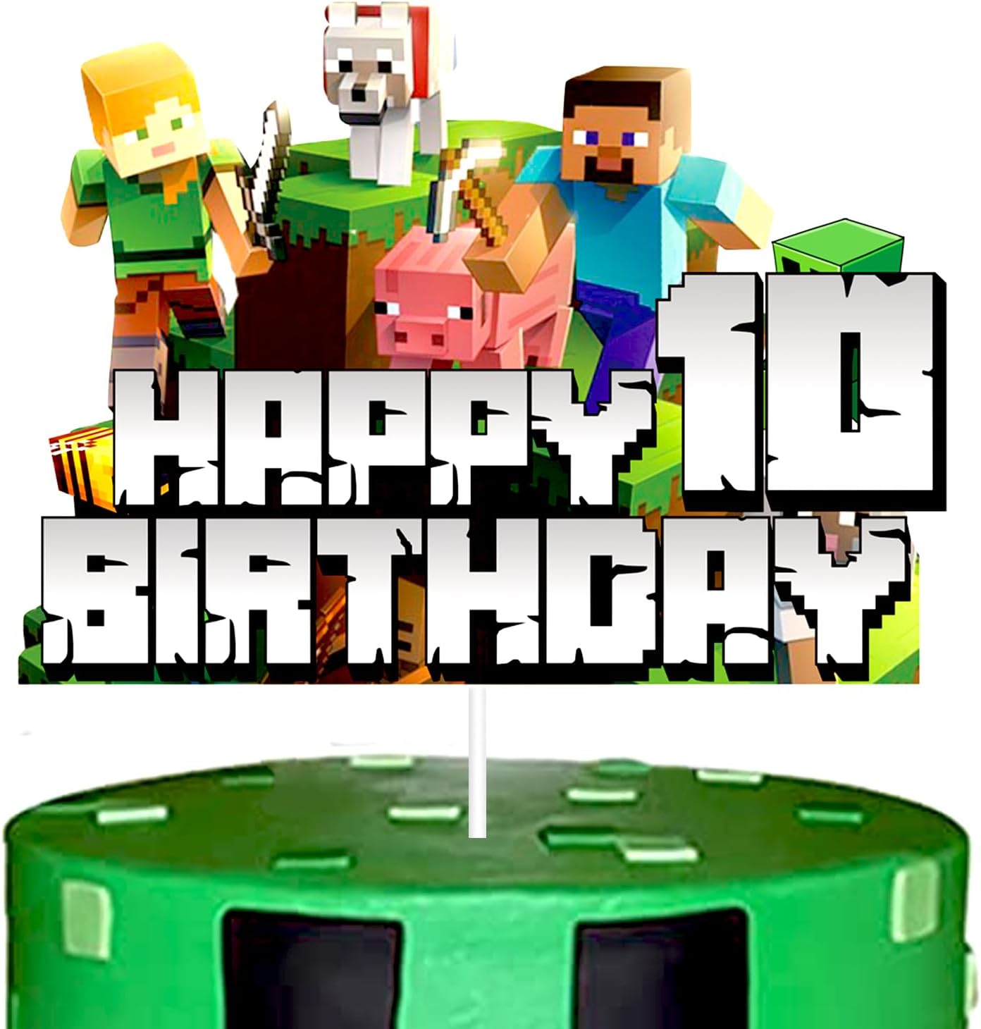 YOOYEH 1 PCS Party Cake Toppers, 3th Cartoon Movie Themed Happy Birthday Party Supplies Decorations for Boys Girls Decorations (10th)