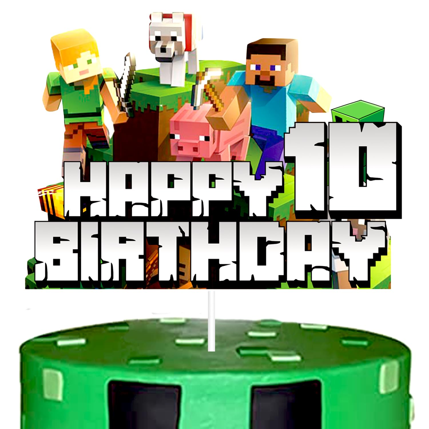 YOOYEH 1 PCS Party Cake Toppers, 3th Cartoon Movie Themed Happy Birthday Party Supplies Decorations for Boys Girls Decorations (10th)
