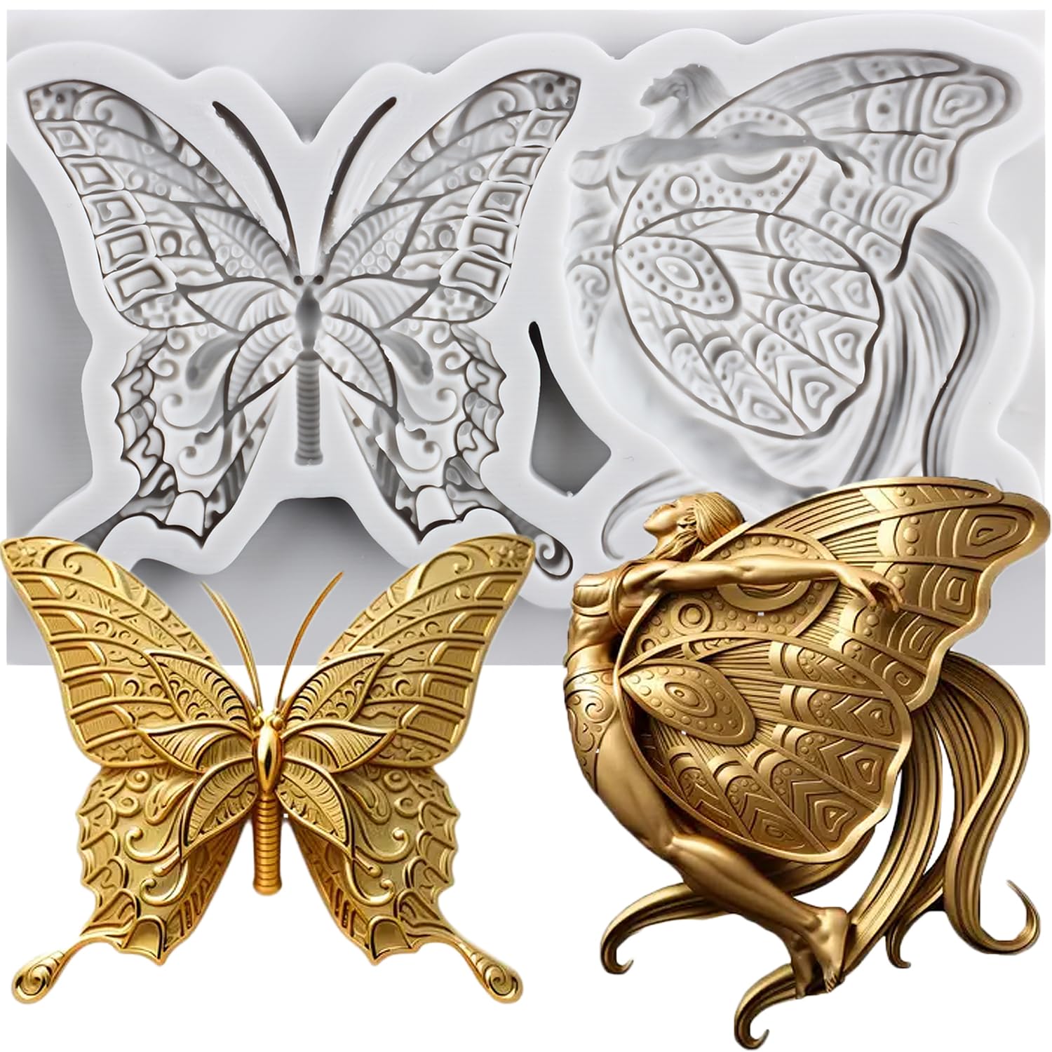 MINFEIDMS Butterfly Fondant Moulds Butterfly Fairy Silicone Mould Flower Fairy Candy Mould for Cake Decoration Cupcake Topper Chocolate Sugar Craft Gum Paste Polymer Clay