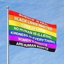 Funny College Decor Science is Real Black Lives Matter BLM Love Rainbow Flag Fall Signs for Front Porch Flags for Bedroom Size 30X45CM