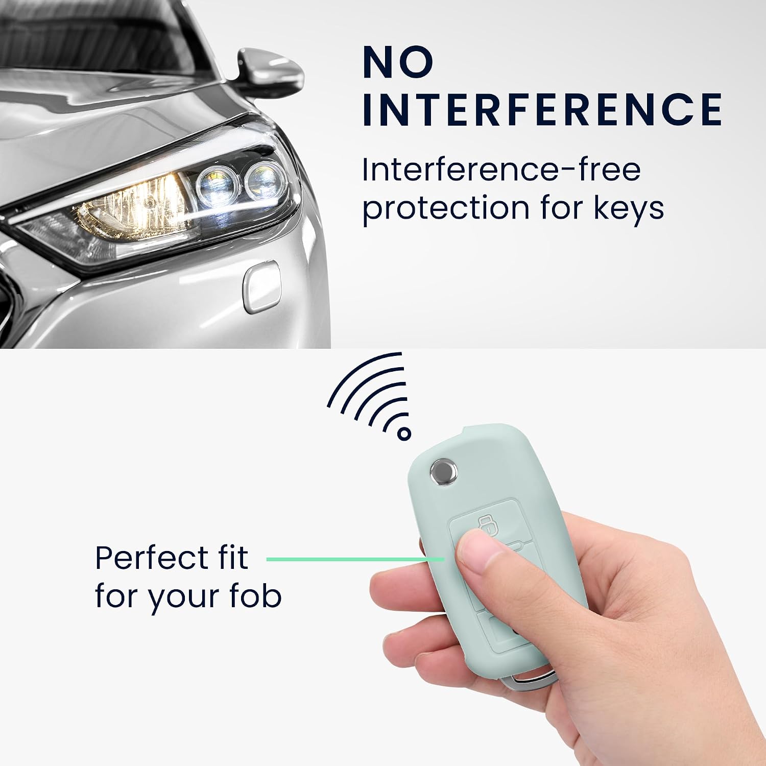 kwmobile Key Fob Cover for VW Skoda SEAT 3 Button Car Key Cover - Protective Car Key Case - Soft Anti-Slip Shell - Scratch Resistant - Cool Mint image 3