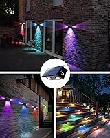 Vista 7 de Luces solares que cambian de color para valla al aire libre, impermeables, para pared, cubierta, patio, riel, escalera, patio, piscina con 8 modos