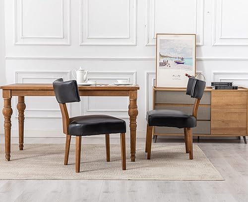 Miniatura 7 de Shunzhi Juego de 2 sillas de comedor tapizadas estilo casa de campo, modernas de mediados de siglo, sillas de cocina de piel sintética, sillas