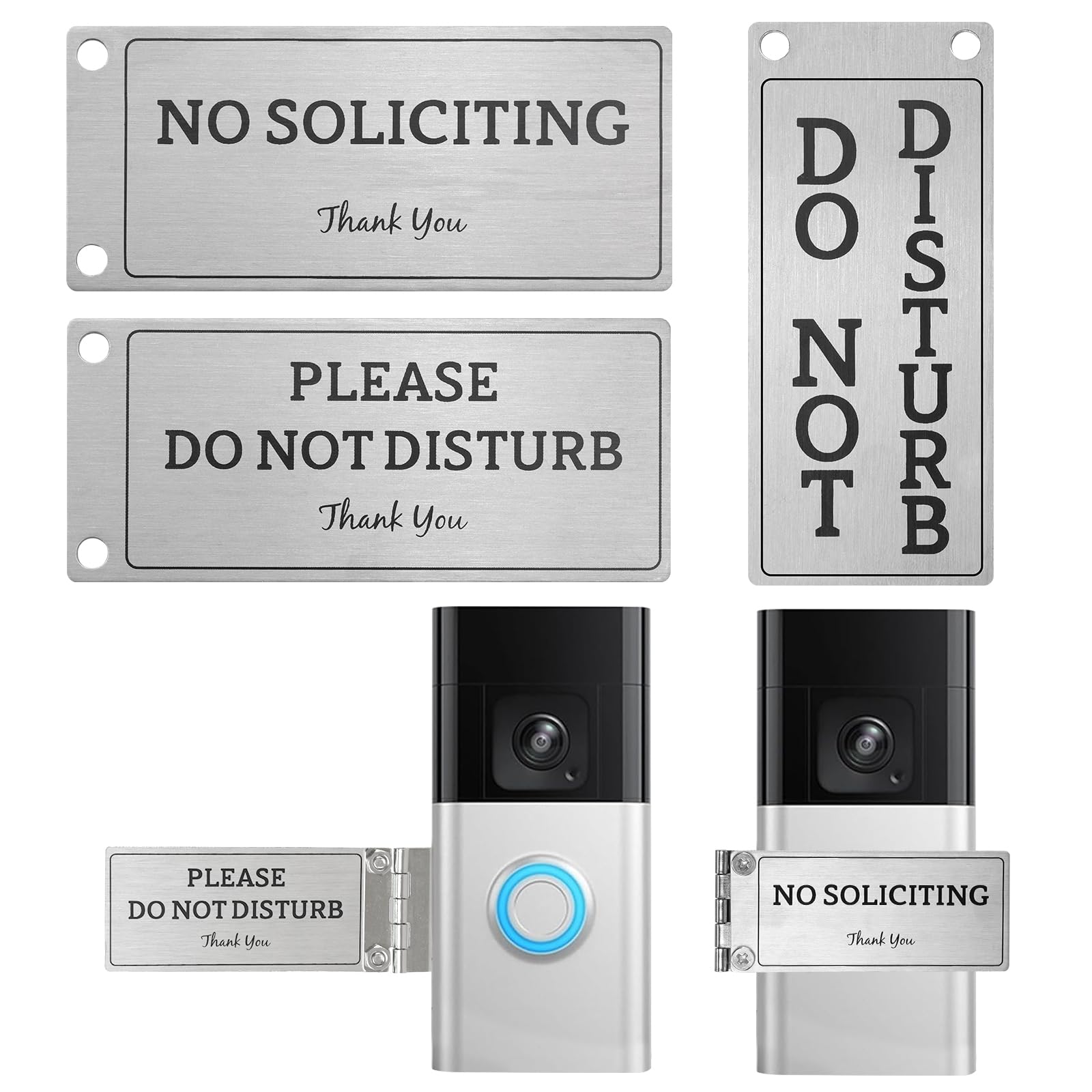 Metal Doorbell Cover No Soliciting Sign, Universal Fitting Doorbell Cover, Prevents the Doorbell From Ringing While Napping or at Work