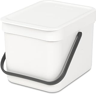 Brabantia Sort e Go Pattumiera per Raccolta Differenziata, Plastica, Bianco, 6 L