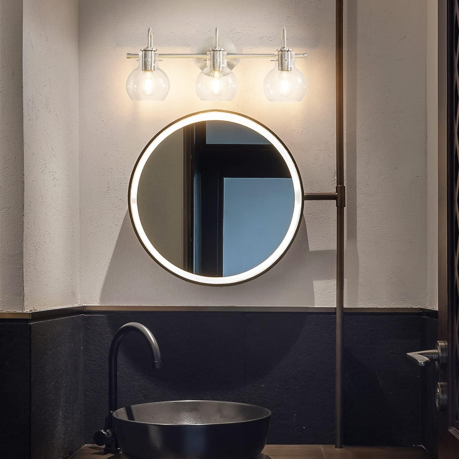 🛒 Crazy Deals SOLFART Brushed Nickel Bathroom Lighting Fixtures Over Mirror Modern Glass Shade Vanity Lights Wall Sconce(3 Lights) Hot Deals SOLFART Brushed Nickel Bathroom Lighting Fixtures Over Mirror Modern Glass Shade Vanity Lights Wall Sconce(3 Lights)