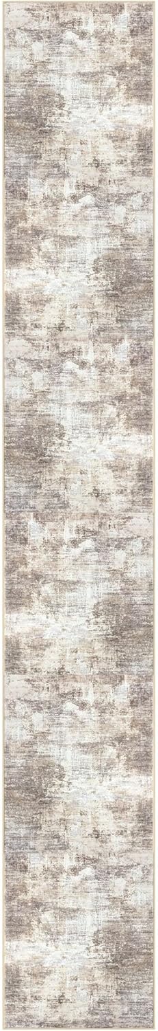 IOHOUZE Abstract Runner Rug 3x20 Ft Extra Long Washable Runners for Hallways, Non Slip Kitchen Runner Printed Faux Wool Entryway Runner Indoor, Modern Abstract Floor Carpet for Hall Stair, Beige Brown - Image 9