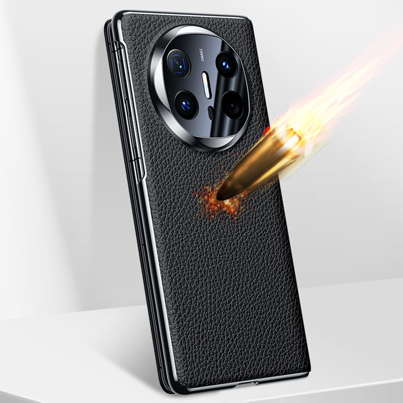 Etui z prawdziwej skóry do Huawei Mate X6, magnetyczne etui na klapę inteligentne okna Smukłe luksusowe etui biznesowe z ocynkowanym wzorem liczi, brązowe, Mate X6