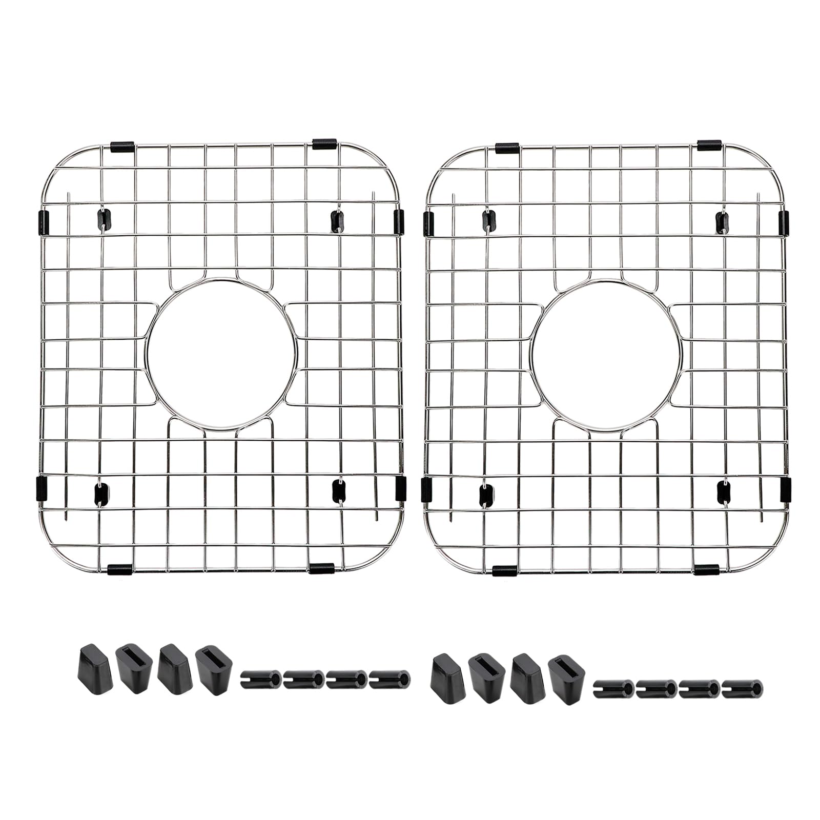 2pcs Sink Protectors Stainless Steel Sink for Kitchen 14 x 12 inch,Grid Sink Bottom Protector Center Drain Hole of Kitchen Sink