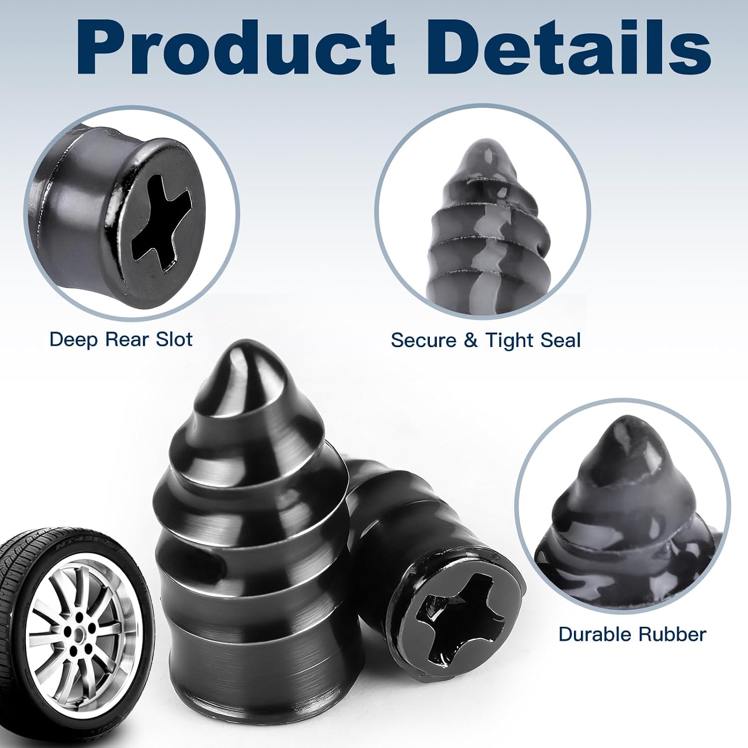 60PCS Tire Repair Rubber Nail Kit Screw-in Tire Plugs with Screwdriver Portable Emergency Puncture Repair Tool for Car Motorcycle Truck and Tractor