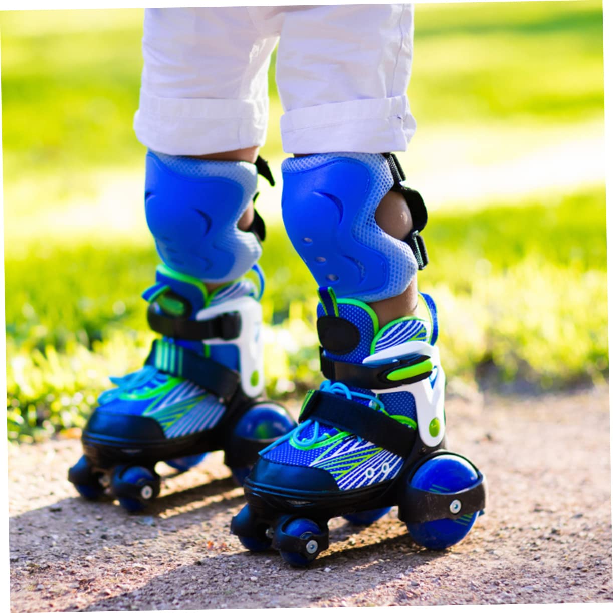 BRIGHTFUFU 6pc Kids Sports Protective Gear Set Knee Cap Wrist Guard Elbow Guard Accessories Skating Pads for Boys Girls (Light)