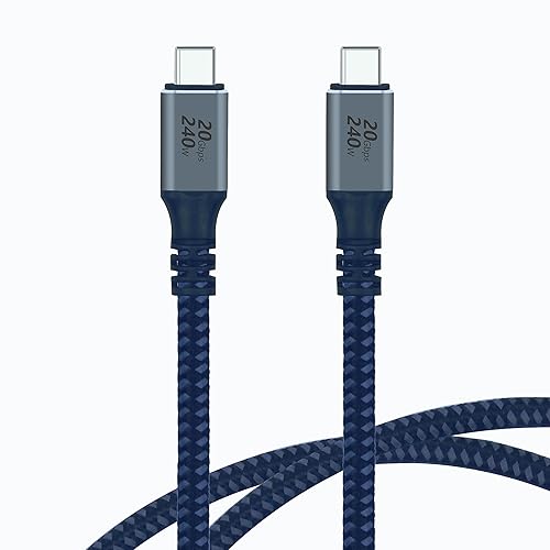 Cable USB 3.2 Gen 2 de 20 Gbps 240 W 6.6 pies6.6 ft PD cable trenzado de nailon de carga rápida con velocidad de transferencia de datos de 20 Gbps
