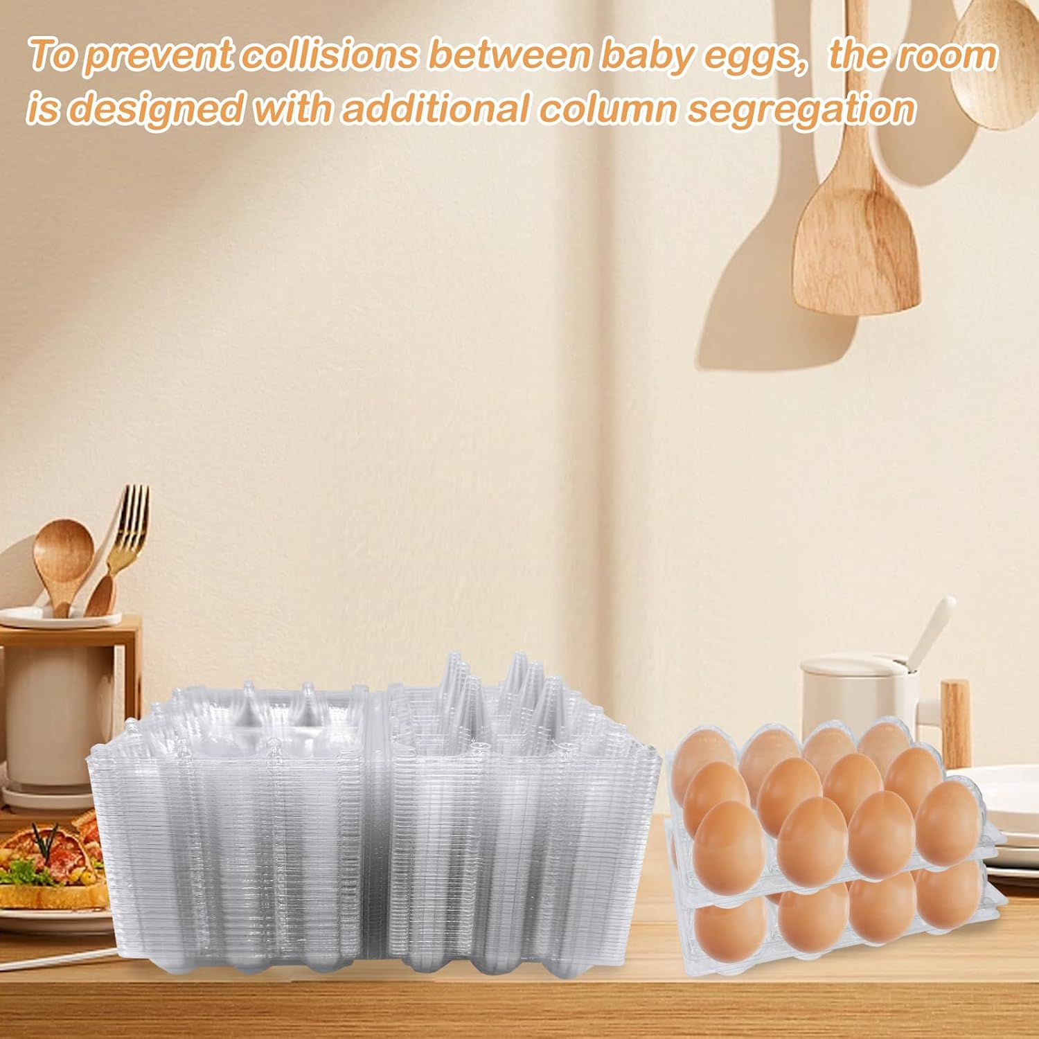 50 Pack Plastic Egg Cartons with Sticker Labels for 12 Eggs，Containers Cheap Bulk for Egg Storage and Transport Refrigerator, Family, Chicken Farm, Market, Camping