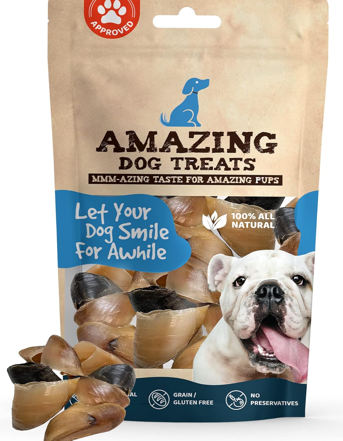 Amazing Dog Treats Premium Cow Hooves for Dogs (25 pc/pk) Safe Cow Hoof Dog Chews