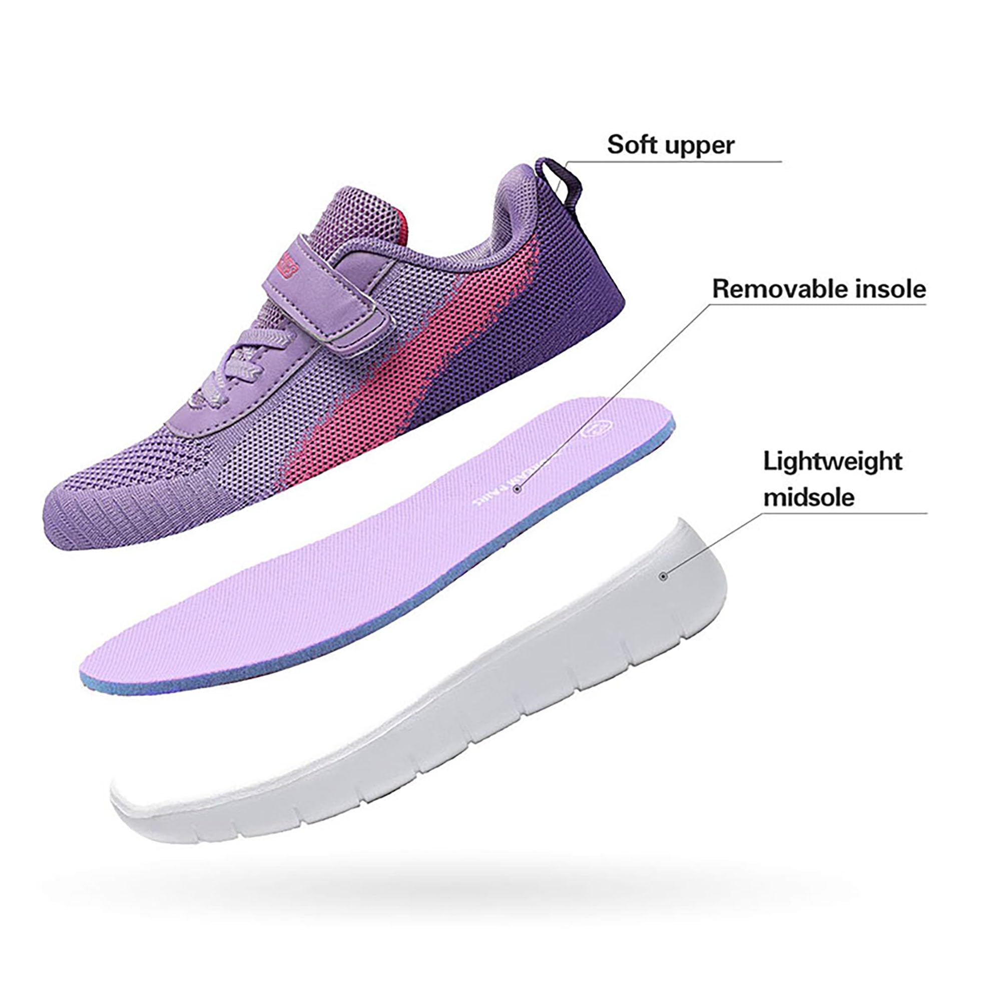 DREAM PAIRS Zapatillas Deportivas Sin Cordones para Niños Running Correr Antideslizantes Tranpirables Ligero con Suela de MD Antidesllizante
