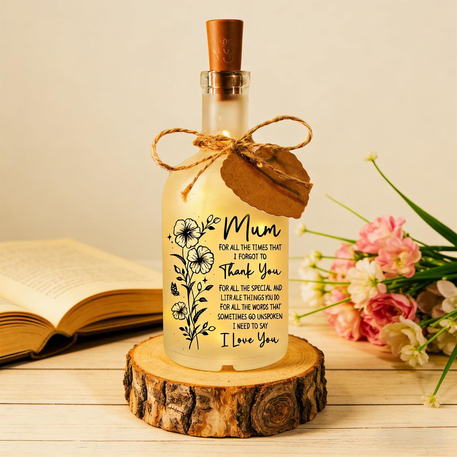 Xutanek Mothers Day Gifts, LED Bottle Decorative Light Up Mum Gifts, Glass Bottle with Heart Tag, Gift for Mummy from Daughter Son, Thoughtful Presents for Mum Birthday, Mother's Day, Christmas