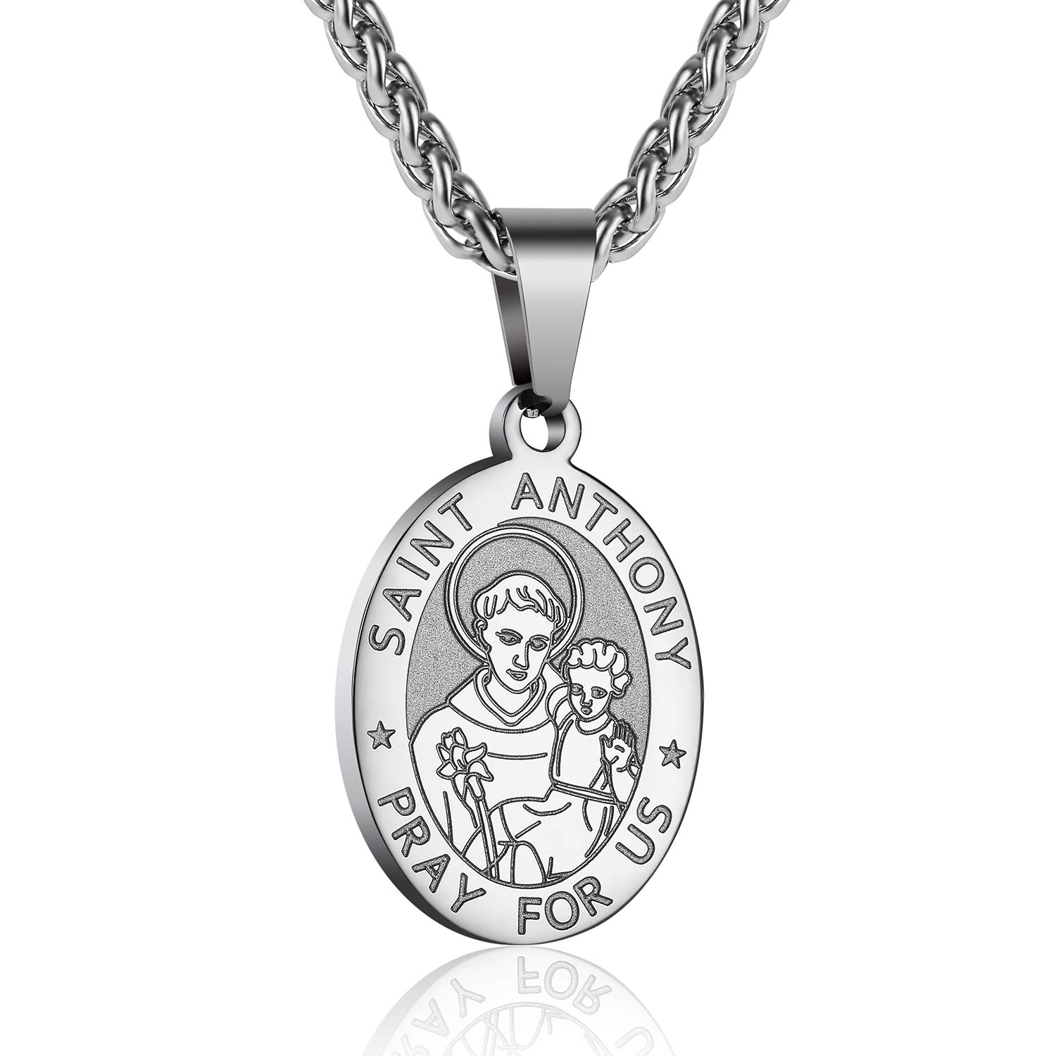 Zocomi Catholic First Communion/Confirmation Gifts for Boys Men,Saint Christopher/Michael/Anthony/Jude/Joseph Medal Necklace,Oval Saint Patron Medal Religious Amulet Gifts