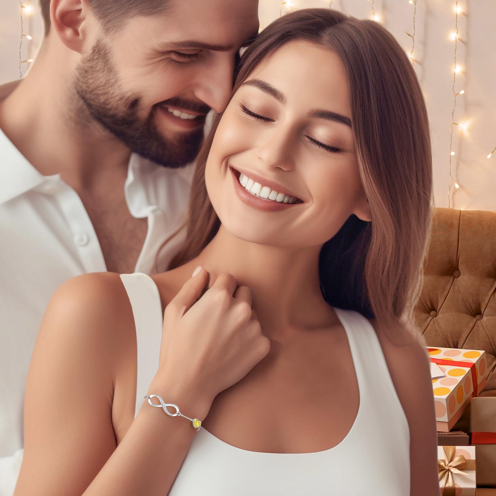 LOUISA SECRET Bracciale Donna Argento 925 or Acciai inossidabili Braccialetto Infinito Bracciali Cuore Gioielli Regalo Natale Compleanno Festa Della Mamma per Moglie Amiche Amica