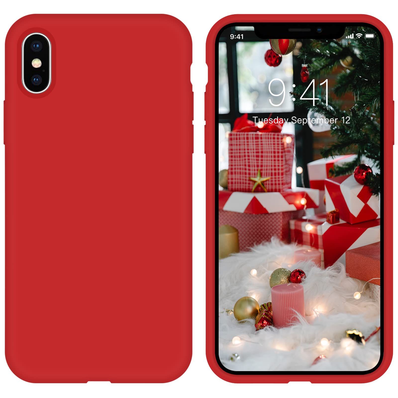iPhone X Case, iPhone Xs Case Liquid Silicone Gel Rubber Slim Phone Case  Soft Anti-Scratch Durable Microfiber Lining Full Body Shockproof Protective