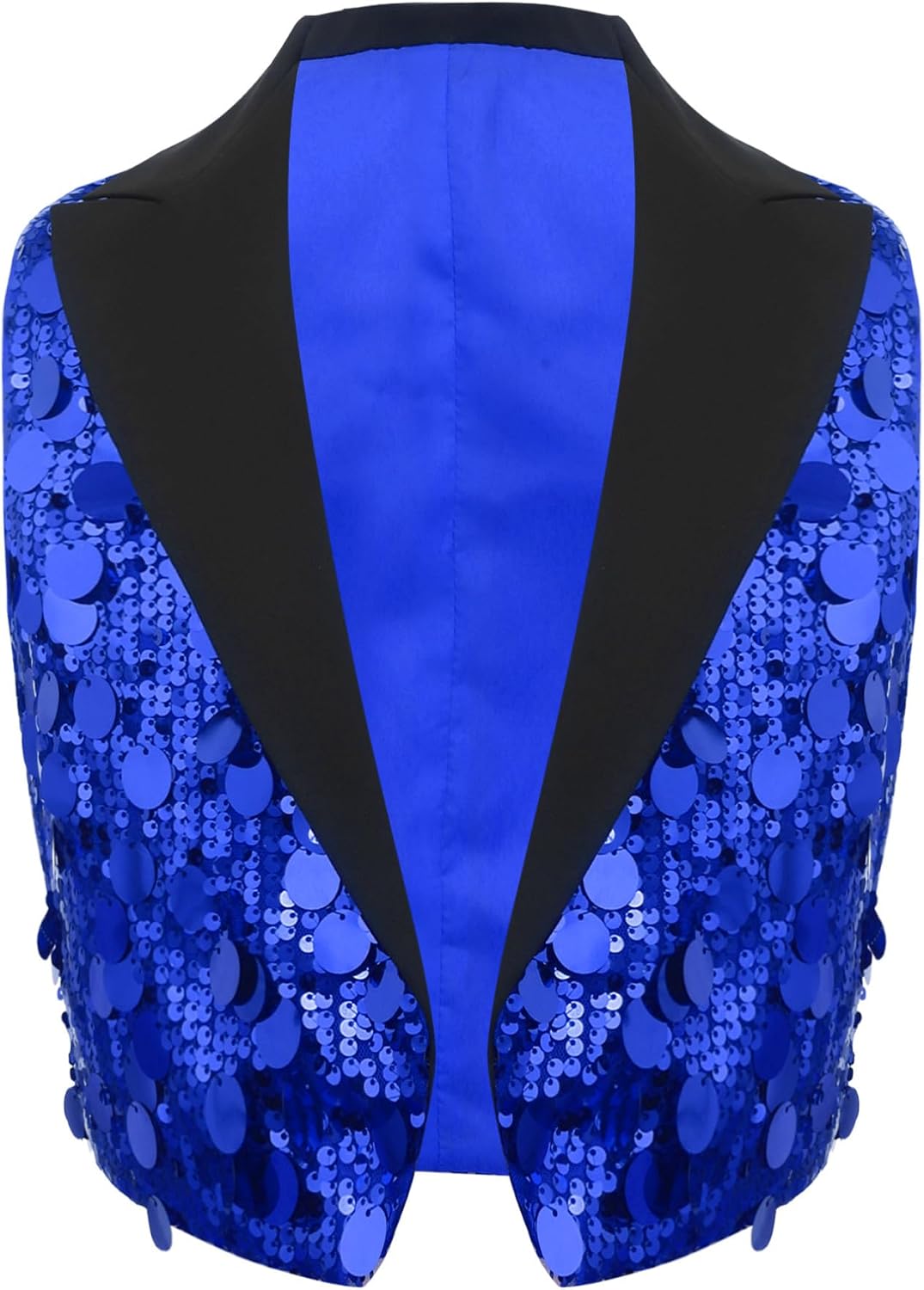 ranrann Kids Girls Sleeveless Sparkly Sequins Crop Vest Tank Tops Dance Performance Glitter Blazer Jacket Tops