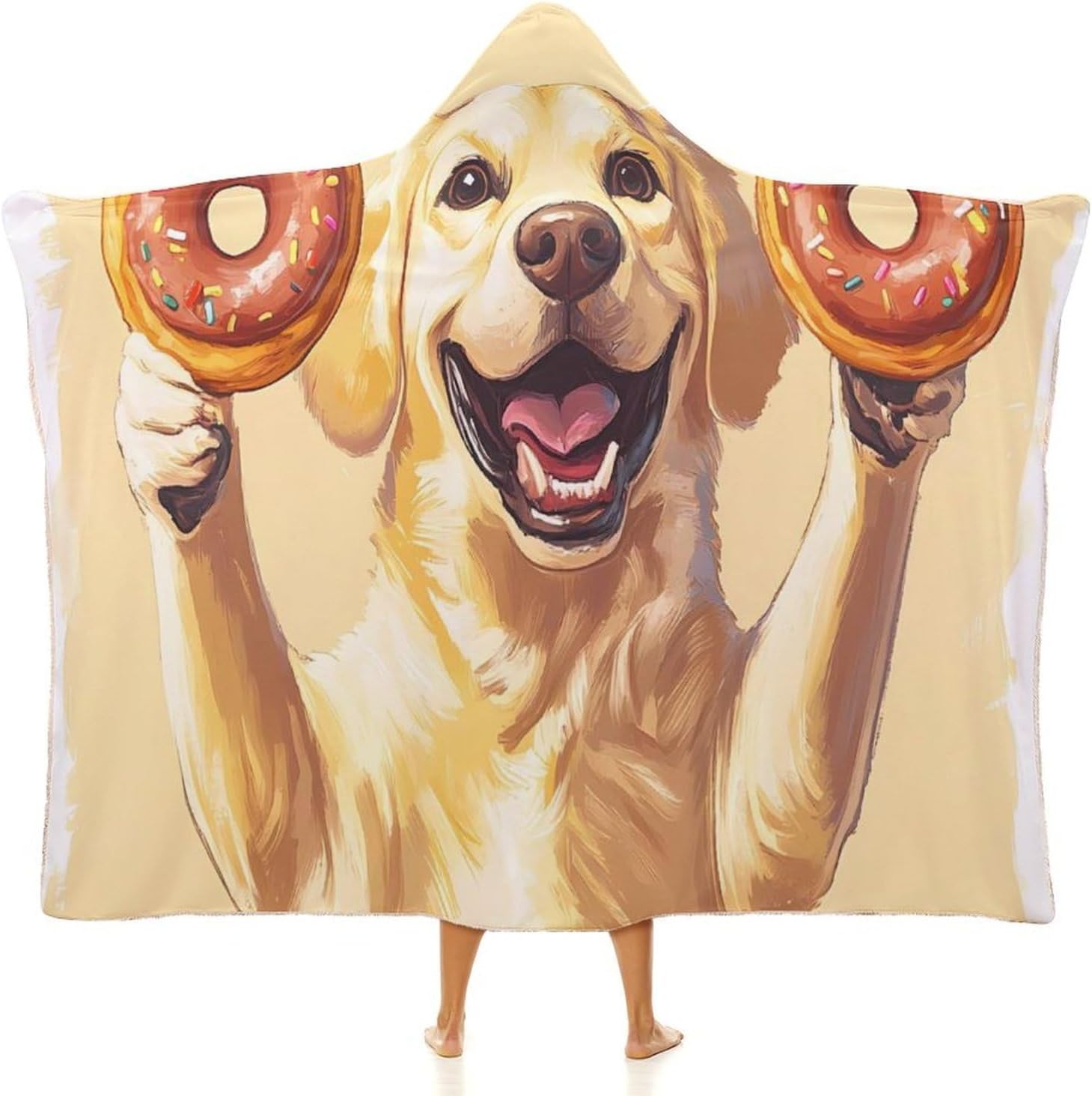 Labrador Dog Fitness Fashion Wearable Blanket Hoodie Fleece Throw Cloak Robe Unisex