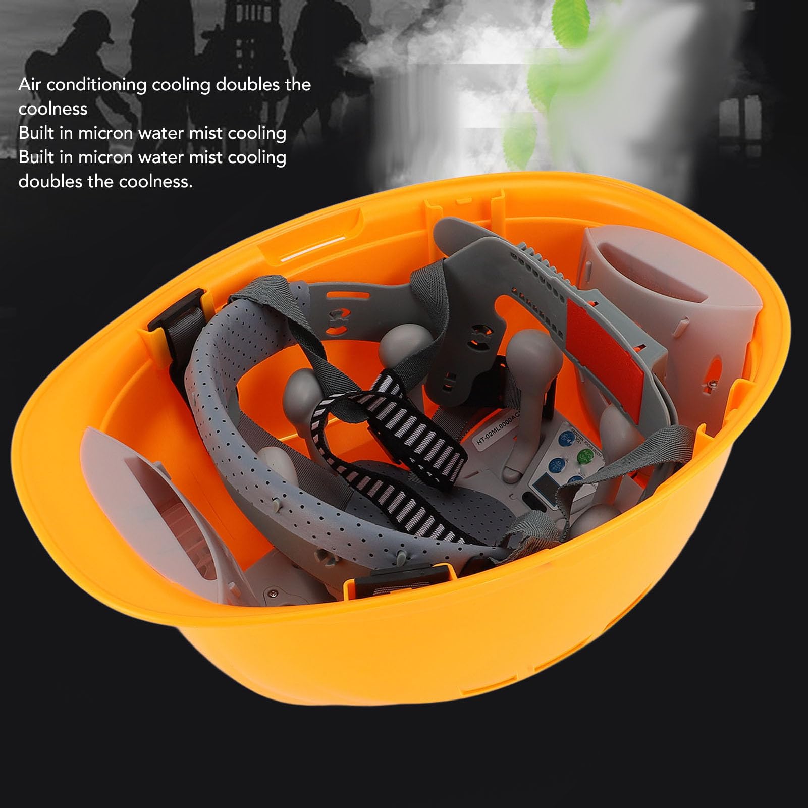 Casco Duro de refrigeración Industrial con batería de 8000 mAh y energía Solar: Casco de Seguridad ABS Amarillo de Alto Impacto con Ventiladores Turbo duales, comunicación