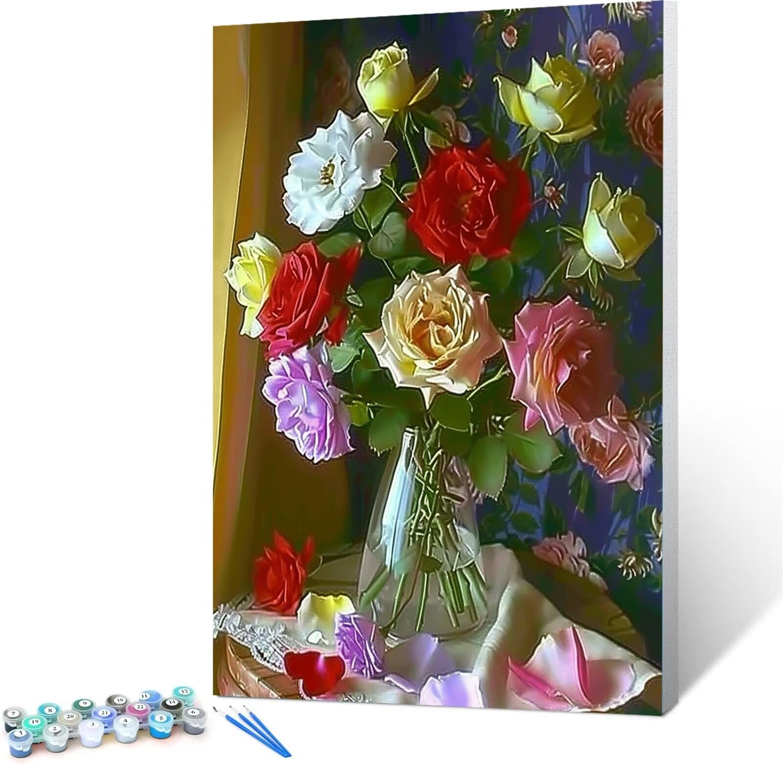 Peepezo Pintar por números DIY Paint by numbers Naturaleza muerta,Pintura por Números con es regalo para amigo, festival, cumpleaños, hogar decoración de casa flores para Pintar 50x65cm Con Marco