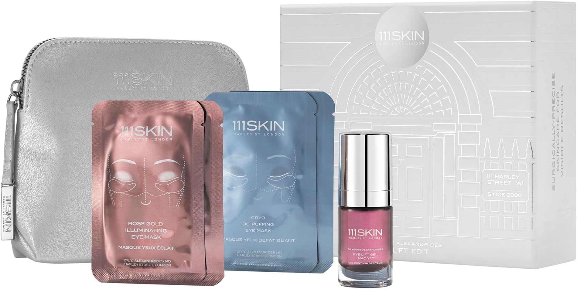 111SKINEye Lift Edit Giftset | Includes Eye Lift Gel NAC Y2, Rose Gold Eye Masks, Cryo De-Puffing Eye Masks & Gift Bag| Anti-Aging Eye Revitalizing (5 Items)