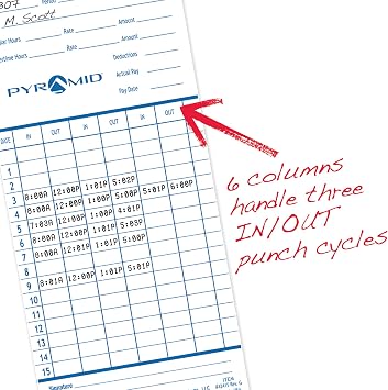 Pyramid Time Systems - Authentic Time Cards (42415) - 100 Cards