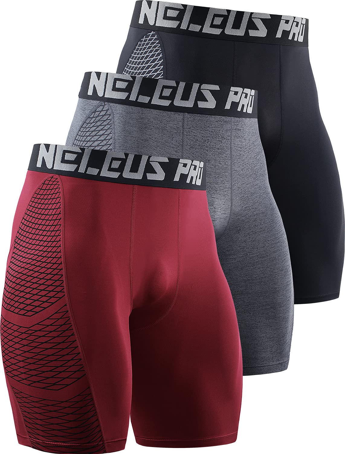 NELEUSMen's Compression Shorts Pack of 3