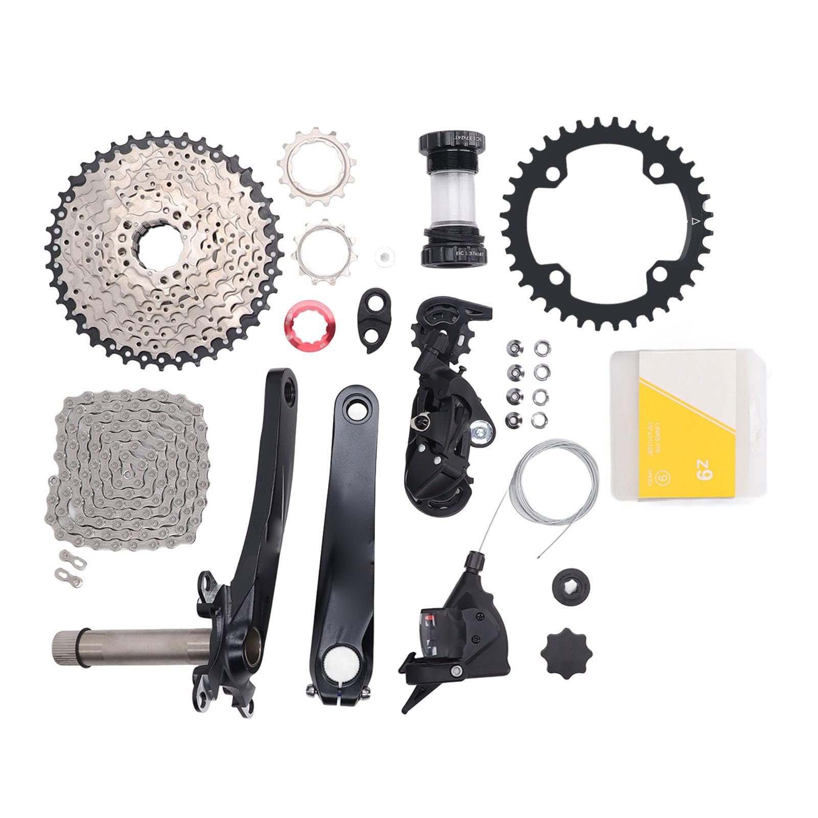 9 Speed Groupset,Box Components Mountain Bike Drivetrain Upgrade 11 to 40T Bike Speed Cassette Crank Shift Lever Rear Derailleur Chain Set