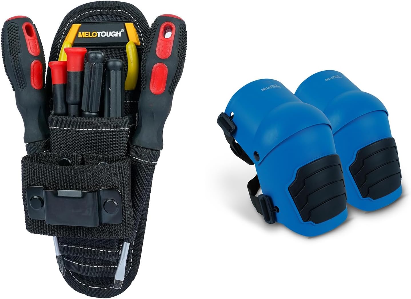 MELOTOUGH Small Tool Pouch with Belt Clip,Small Tool Holder Pouch, Min Work Organizer Tool Holster and Knife Holder,Knee Pads for Work,Construction,Flooring,Gardening-Comfortable and Flexible(Blue)
